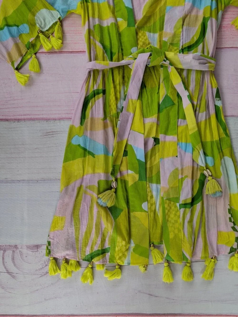 True‎ Destination Green Tassel Cotton Coverup S